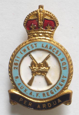RAF No 2611 West Lancashire RAuxAF Regiment Squadron badge c1940s