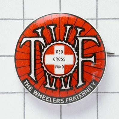 WW2 The Wheelers Fraternity Cycle Club Red Cross fund badge