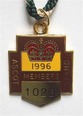 1996 Ascot Racecourse Horse Racing Club Gents Badge.