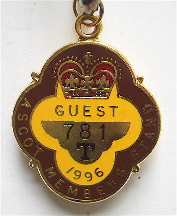 1996 Ascot Racecourse Horse Racing Club Guest Badge.