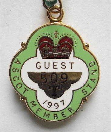 1997 Ascot Racecourse Horse Racing Club Guest Badge.