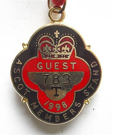 1998 Ascot Racecourse Horse Racing Club Guest Badge.