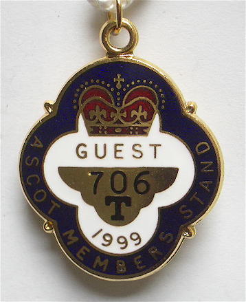 1999 Ascot Racecourse Horse Racing Club Guest Badge.