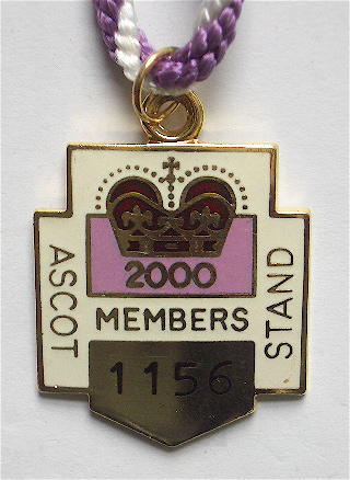 2000 Ascot Racecourse Horse Racing Club Gents Badge.
