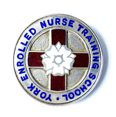 York Hospital enrolled nurse training school 1973 silver badge