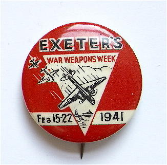 WW2 Exeter war weapons week 1941 fundraising badge
