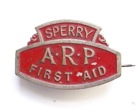 WW2 Sperry ARP first aid post air raid precaution badge