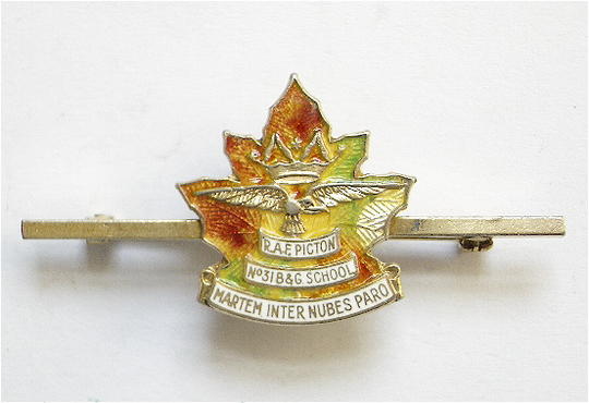 RAF No 31 Picton Bombing & Gunnery school badge Ontaria Canada
