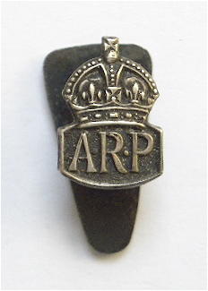 WW2 Air Raid Precautions wardens miniature ARP 1939 silver lapel badge