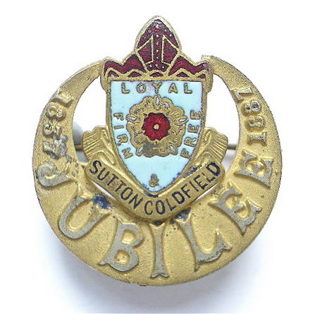 Queen Victorias 1887 Jubilee Sutton Coldfield pin badge