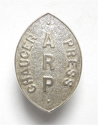WW2 Chaucer Press ARP London Publisher 1940 silver air raid precaution badge