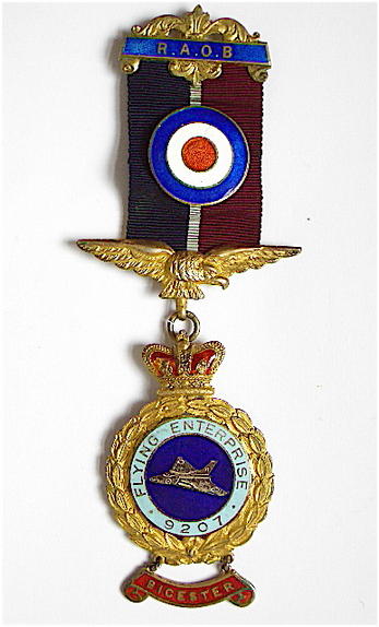 RAOB Flying Enterprise 9207 Bicester RAF eagle roundel silver medal jewel