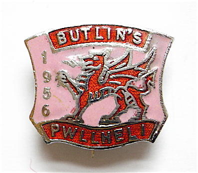 Butlins 1956 Pwllheli holiday camp red dragon badge