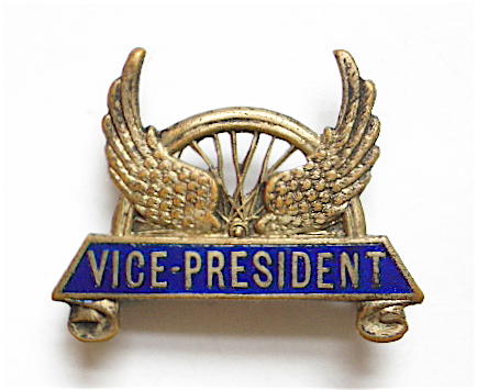 Late Victorian / Edwardian Cycling Club, Winged Bicycle Wheel Vice-President Badge.