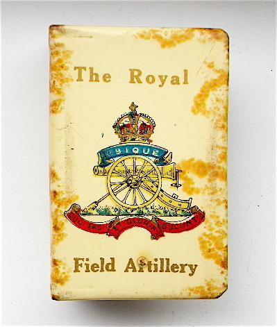 WW1 Royal Field Artillery Souvenir of the Great War Matchbox Cover, United Allies Flags Great Britain, France, Belgium, Italy, Russia & Japan.
