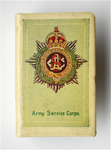 WW1 Army Service Corps Souvenir of the Great War Matchbox Cover, United Allies Flags Great Britain, France, Belgium, Italy, Russia & Japan.