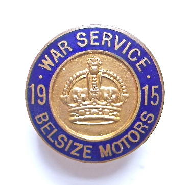 WW1 Belsize Motors Ltd automobile manufacturer 1915 war service badge