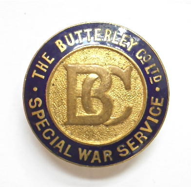 WW1 Butterley Company Ltd on war service badge