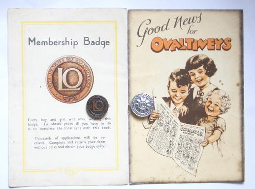 League of Ovaltineys bronze badge star & advertising paperwork