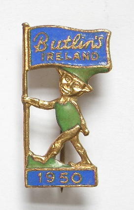 Butlins 1950 Mosney Ireland holiday camp leprechaun badge