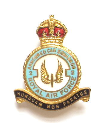 RAF No 2 Armoured Car Squadron Royal Air Force badge c1940 