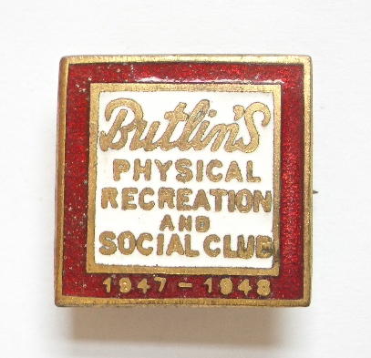 Butlins holiday camp physical recreation & social club badge