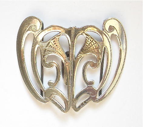 Art Nouveau ornate 1907 hallmarked silver nurses buckle