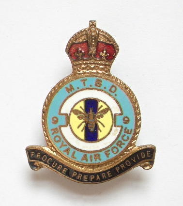 RAF No 9 MTBD Mechanical Transport Base & Depot badge c1940s 