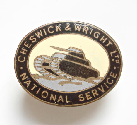 WW2 Cheswick & Wright Ltd national service tank badge