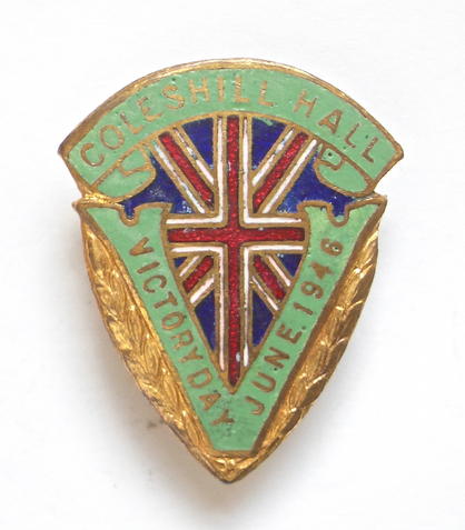 WW2 Victory Day June 1946 peace celebrations badge Coleshill Hall