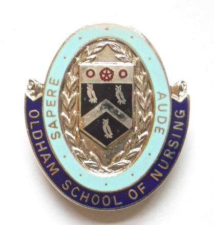 Oldham School of Nursing hospital badge