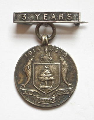WW1 Glasgow Special Constable 3 years service silver badge