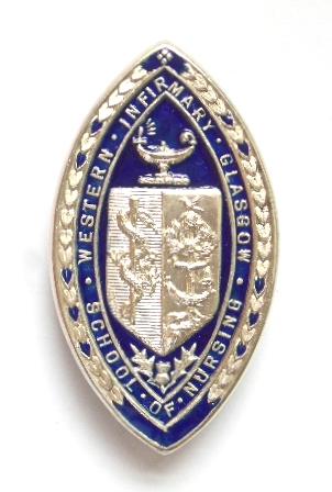 Western Infirmary Glasgow School of Nursing 1918 silver hospital badge 