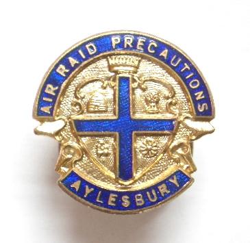WW2 Air Raid Precaution Aylesbury ARP warden badge