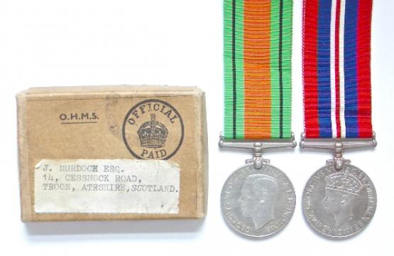 WW2 RAF British War & Defence Medal Forwarding Air Ministry Box