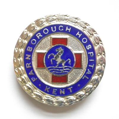 Farnborough Hospital Kent 1950 silver nurses badge