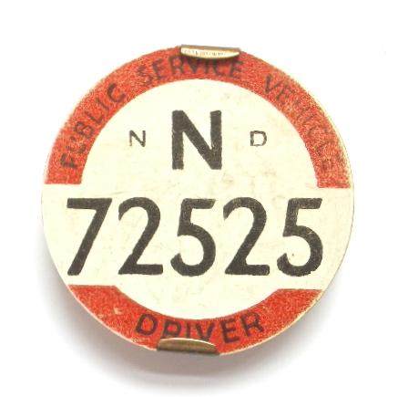 PSV Bus Driver Metropolitan Area no deposit licensing badge c1935