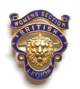 British Legion Womens Section 9 ct gold and enamel award badge