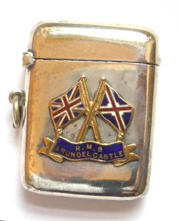 RMS Arundel Castle Shipping Line badge vesta case 
