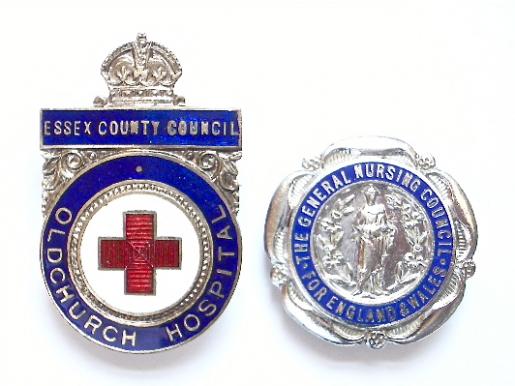 Oldchurch Hospital Essex County Council & SRN nurse badge