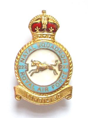 RAF No 222 Natal Battle of Britain Squadron Badge c1940s 