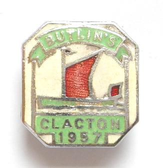 Butlins 1957 Clacton Holiday Camp sailing boat badge