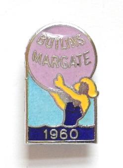 Butlins 1960 Margate Holiday Camp girl beachball badge
