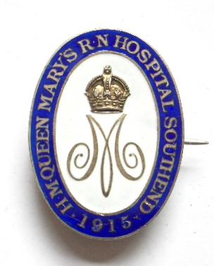 WW1 H.M.Queen Marys Royal Naval Hospital Southend 1915 silver badge