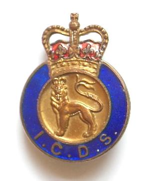 Industrial Civil Defence Service volunteer ICDS badge 1953 to 1968