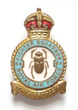 RAF No 64 Battle of Britain Fighter Squadron Badge c1940s