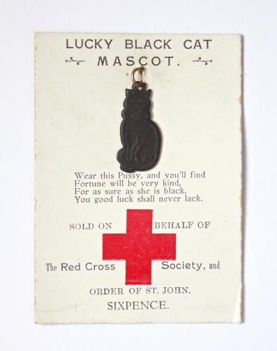 WW1 British Red Cross & Order of St. John Lucky Black Cat badge