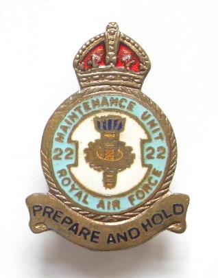 RAF No 22 Maintenance Unit Silloth Cumbria Badge c1940s