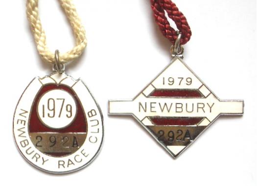 1979 Newbury Racecourse horse racing club pair of badges