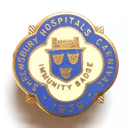Shrewsbury Hospitals Carnival 1939 Immunity Badge